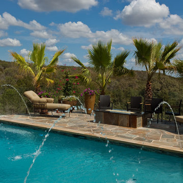 Infinity Edge Pool With Fire Feature