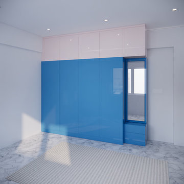 Dual-Tone Blue and Pink Wardrobe
