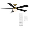Eclipse Indoor/Outdoor 5-Blade Smart Ceiling Fan 54" Satin Brass/Black, LED