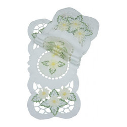 Xia Home Fashions - Elegant Daisy Embroidered Cutwork 8"x15" Traycloth Runner, Set of 4 - Table Runners