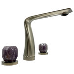 Bergamo Art - Widespread 3 Hole Bath Faucet, Two Amethyst Handles, Brushed Nickel - "Step into a realm of timeless sophistication with our Widespread Modern Bathroom Faucet featuring amethyst Handles. A harmonious blend of innovation and elegance, every detail is a testament to luxury and sophistication.