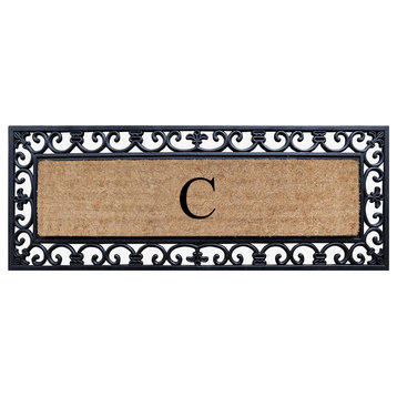 First Impression Hand Crafted Myla Monogrammed Large Entry Doormat, 18"x48", C