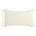 Mina Victory - Mina Victory Luminescence Pearl Fringe 12" x 20" Ivory Indoor Throw Pillow - Jewelry for your rooms, this elegantly handcrafted rhinestone, bead and embroidered collection adds a touch of sparkle to your day.