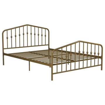Novogratz Bushwick Full Adjustable Metal Bed in Gold