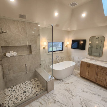Luxury Master Bathroom Remodel – Freestanding Tub, Walk-In Shower & Skylight
