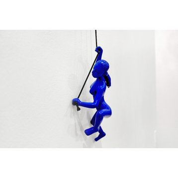 Climbing Woman in Blue, Large Blue