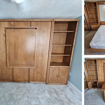 Custom Savona Murphy Wall Bed, Fold Down Desk Attached to Face of Wall Bed