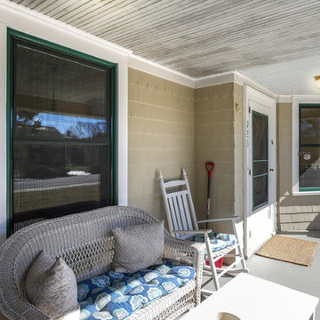 Front Porch - New Windows in Older Home in Southold - Green Exterior / White Int