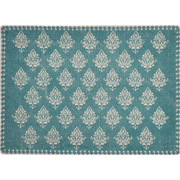 Fairytale Motif Bordered Place Mats, Teal/Cream
