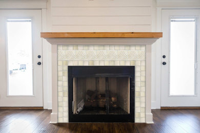 Custom Fleur de Lis Ceramic Tile Fireplace Design