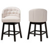 Tinalyn Swivel Counter Stool, Set of 2, Beige/Espresso Brown, Fabric