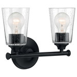Nuvo Lighting - Bransel Two Light Vanity, Matte Black - Bransel 2 Light Vanity Fixture Matte Black Finish with Clear Seeded Glass