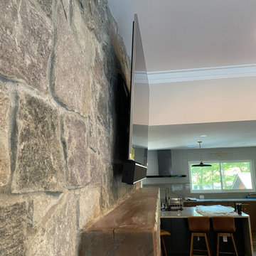 Family Room TV with Soundbar Attached - Side View