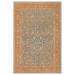 Bareens Designer Rugs - Bohemien Ziegler Luba Blue Brown Hand-Knotted Wool Rug - 8'11'' x 12'0'' - Enhance the ambiance of your home with this magnificent Persian-influenced Turkish hand-knotted rug made by skilled artisans capable of creating the most exceptional vegetable dyes and hand-spun wool. This exquisite handmade rug is a one-of-a-kind Peshawar Kafkaz, otherwise identified as Chobi, Chobi Peshawar, Oushak, or Ziegler rug. These handmade rugs are crafted in Pakistan utilizing superior-quality wool imported from Australia, New Zealand, and Korea in two types of weaves: the Persian weave and the Mori weave. This rug is meticulously crafted by hand using the finest natural vegetable dyes extracted from local plants. The artisans use a blend of hand-spun local and fine merino wool, resulting in a rug with a compelling texture, higher lanolin content, and longer staple. The artisans occasionally incorporate natural or artificial silk into the pile to enhance specific motifs. The finished product is an awe-inspiring execution of flawless design and an understated palette that exudes elegance.