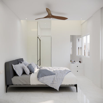 Elegant White Master Bedroom Render