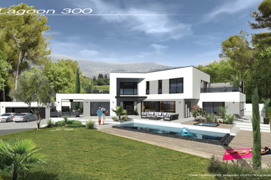 Design ideas for a large modern home design in Lyon.