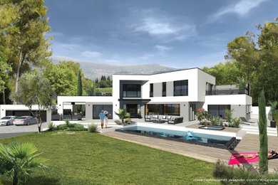 Cette image montre une grande maison minimaliste.