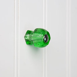 EMERALD GREEN GLASS CABINET KNOB - Cabinet And Drawer Knobs