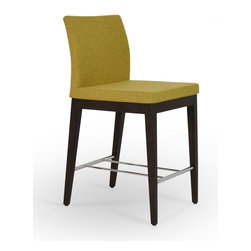 Aria Walnut Wood Counter Stool- Amber Camira Wool - Bar Stools And Counter Stools