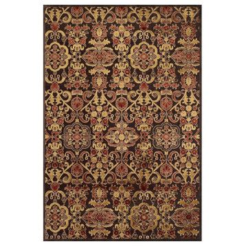 Weave & Wander Saphir Azar Luxe Textured Area Rug, Floral, Brown/Gold, 5'3"x7'6"
