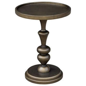 Del Mar Bronze Pedestal Round Accent Table for Small Space