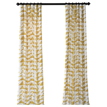 Triad Gold Printed Cotton Twill Curtain Single Panel, 50"x120"