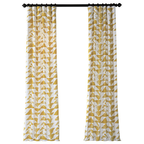 Triad Gold Printed Cotton Twill Curtain Single Panel, 50"x120"