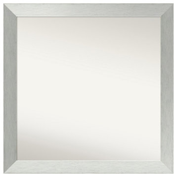 Brushed Sterling Silver Non-Beveled Wood Bathroom Mirror 30x30"