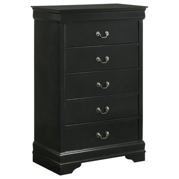 Louis Philippe 5 Drawer Chest, Black