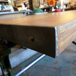 Desk with Industrial Base - Desks And Hutches