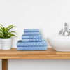6 Piece Herringbone Solid Face Hand Bath Towel, Pacific Blue