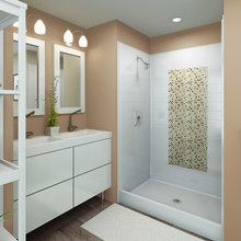 shower with corner cut off