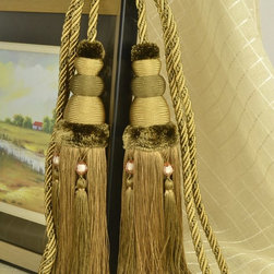 6 Colors QYM13 Faux Silk Curtain Tassel Tie Backs in Brown Color - Window Treatment Accessories