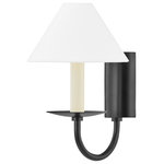 Mitzi by Hudson Valley Lighting - Lenore 1-Light Wall Sconce, Soft Black - Inspired by colonial revival design, Lenore fancies herself a history buff, drawing from the past to inform her classic silhouette. Sweeping, elegant arms extend to candlestick fixtures, topped with tapered linen shades. Choose soft black for a more contemporary take or aged brass for something more precious. Equal parts formal and flouncy, Lenore's chandelier style is understatedly whimsical, perfect for dinner party guests to admire.
