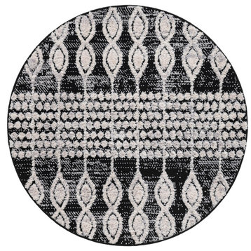 Unique Loom Cherokee Asheville Area Rug, Charcoal, 4' 0 X 4' 0 Round