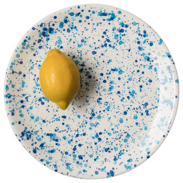 Sconset Mixed Blue Spongeware Stoneware Dinnerware, Dinner Plates, Set of 4