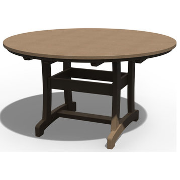 Poly Lumber Round Legacy Table, Weathered Wood, 54 Inch, Dining Height