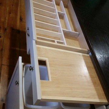 Kitchen Island with Tupperware Organizer, Spice Drawer, and Cutting Board