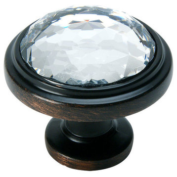 Cosmas 5317ORB-C Oil Rubbed Bronze and Clear Glass Round Cabinet Knob