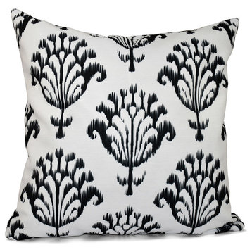 Floral Motifs Decorative Pillow, White, 18"x18"