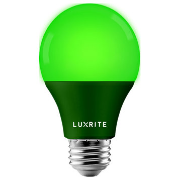 Luxrite A19 LED Green Light Bulb 8W UL Listed E26 Indoor Outdoor