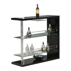 Black Glossy/Chrome Metal Bar Table - Products