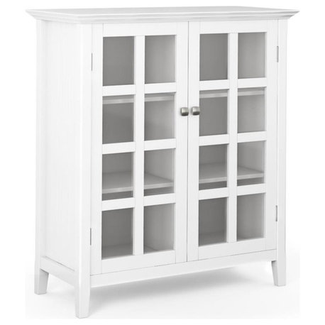 Simpli Home Acadian Solid Wood 39 " Transitional Medium Storage Cabinet in White