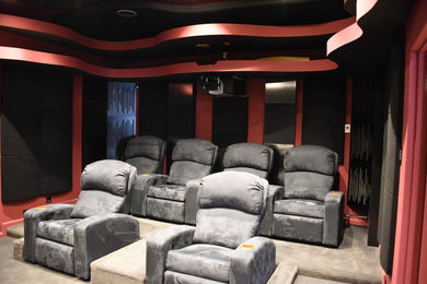 Design ideas for a traditional home theatre in Sydney.