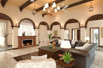 Example of a tuscan living room design in Other