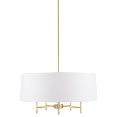 Hampton Hill 5-Light Dimmable Adjustable Height Chandelier, Gold/White