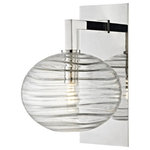 Hudson Valley Lighting - Breton 1 Light LED Wall Sconce, Polished Nickel Finish, Clear Hand-blown Glass - The glassmaker's craft of using an 'optic mold' to create desired interior textures and designs was invented by Roman glassworkers and flourished in Venice in the Middle Ages. Using this ancient 'optic' technique, we house a glass Bulbs (Not Included) in a hand-blown oval diffuser. This diffuser is perfectly clear on the outside with a wavy horizontal pattern worked in its Bulbs (Not Included)-facing side. These interior lines are in the 'optic' tradition, valued in heritage pieces such as Depression glass.