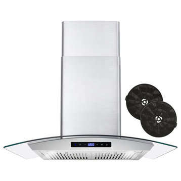 30 in. Ductless Wall Mount Range Hood in Stainless Steel, Soft Touch Controls