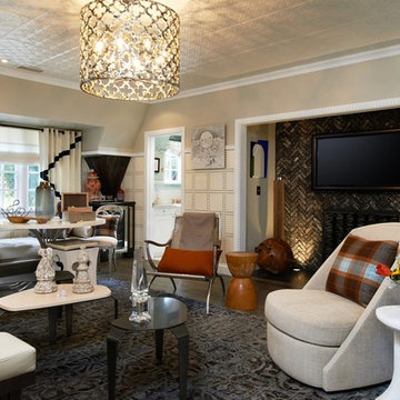 Living Room Ceiling with Tin Tiles