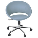 Soho Concept - Crescent Office Chair, Aluminum Base, Sky Blue Ppm - Crescent office is a contemporary chair with a comfortable upholstered seat and backrest on a height-adjustable gas piston base which swivels and tilts. The chair has a chromed steel five star base with plastic casters. The seat has a steel structure with 'S' shape springs for extra flexibility and strength. This steel frame molded by injecting polyurethane foam. Crescent seat is upholstered with a removable zipper enclosed leather, PPM, leatherette or wool fabric slip cover. Crescent Office may be upholstered with variety of other colors as a special order with a minimum quantity required. The chair is suitable for both residential and commercial use. Crescent Office is designed by Tayfur Ozkaynak.